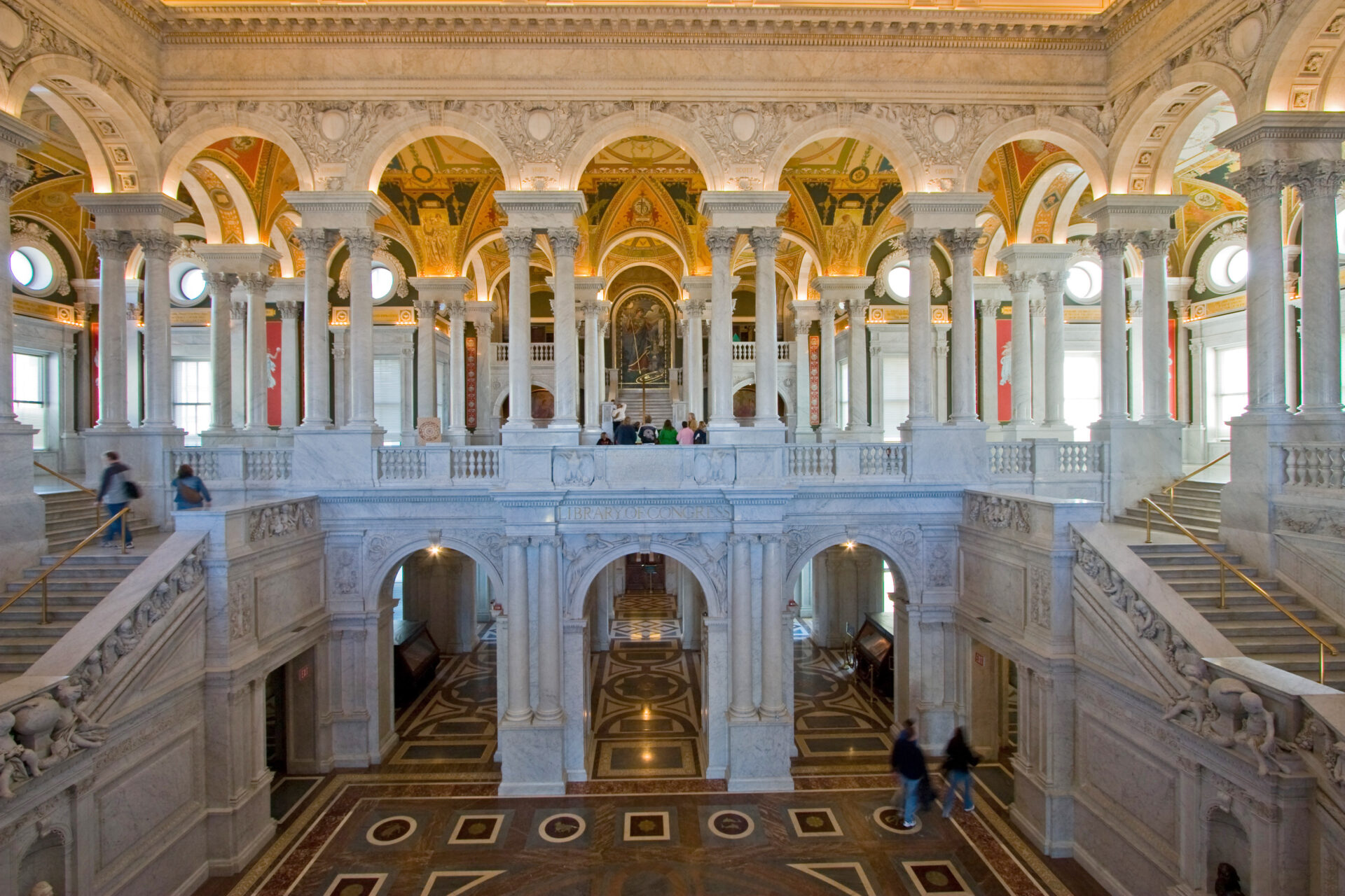 Photo of a library entry hall