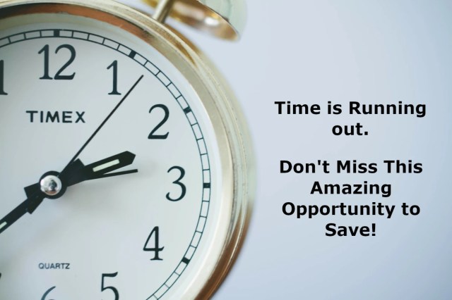 time is running graphic out with ticking clock