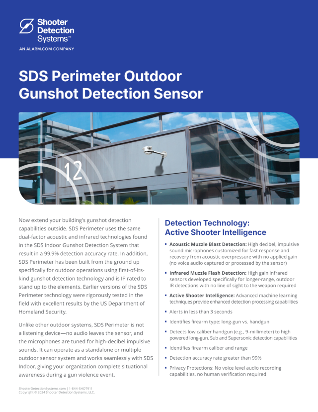 SDS Perimeter Outdoor Gunshot Detection Specifications